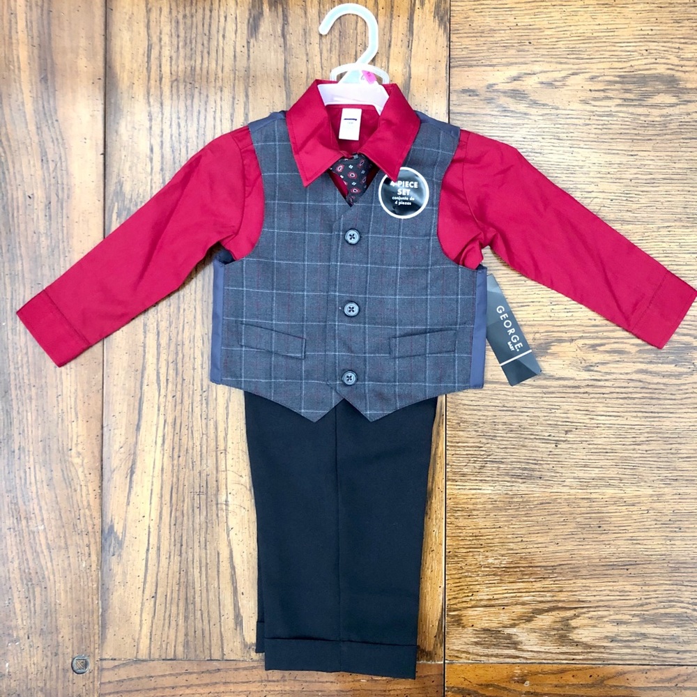 Boys 4 Piece Suit Dress Outfit